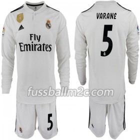 Fußballtrikots Real Madrid VARANE 5 Kinder Heim Trikotsatz 2018-2019 Langarm